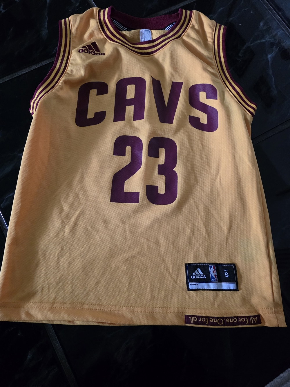 adidas CAVS #23 Jersey in Gold and Maroon James